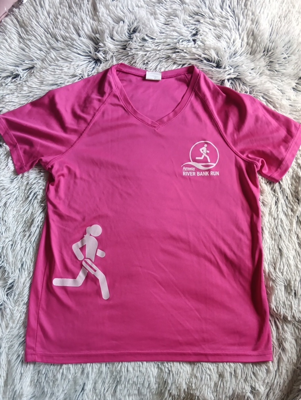 Augusta Sportswear Bright Pink Short Sleeve V-Neck Run Tee